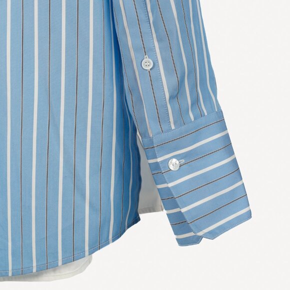 Weekend Max Mara Nadar Light Blue Striped Embroidered Cotton Poplin Shirt - Picture 6 of 16